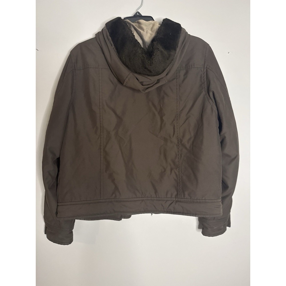 J.Crew Hooded Jacket Brown 10 Zip Lined Short Long Sleeve Casual - Picture 2 of 3